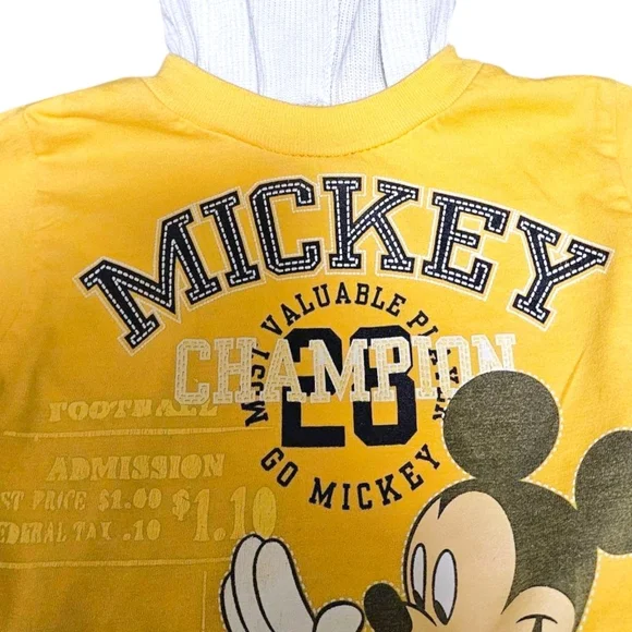 Vtg y2k Disney Mickey Mouse Hoodie Baby Boy 18M Yellow Long Sleeve 100% Cotton - Picture 5 of 7